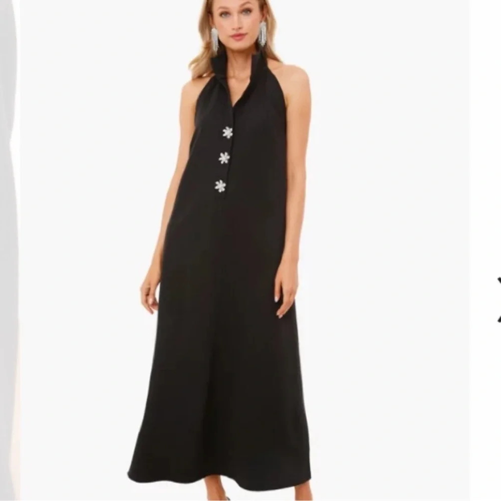 New Tuckernuck Black Jagger Halter Embellished Midi Dress Size XL - Picture 3 of 16